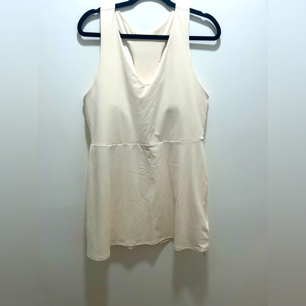 Fabletics On The Go Built In Bra Dress Cream/ Off White Color Size XL New w/Tag